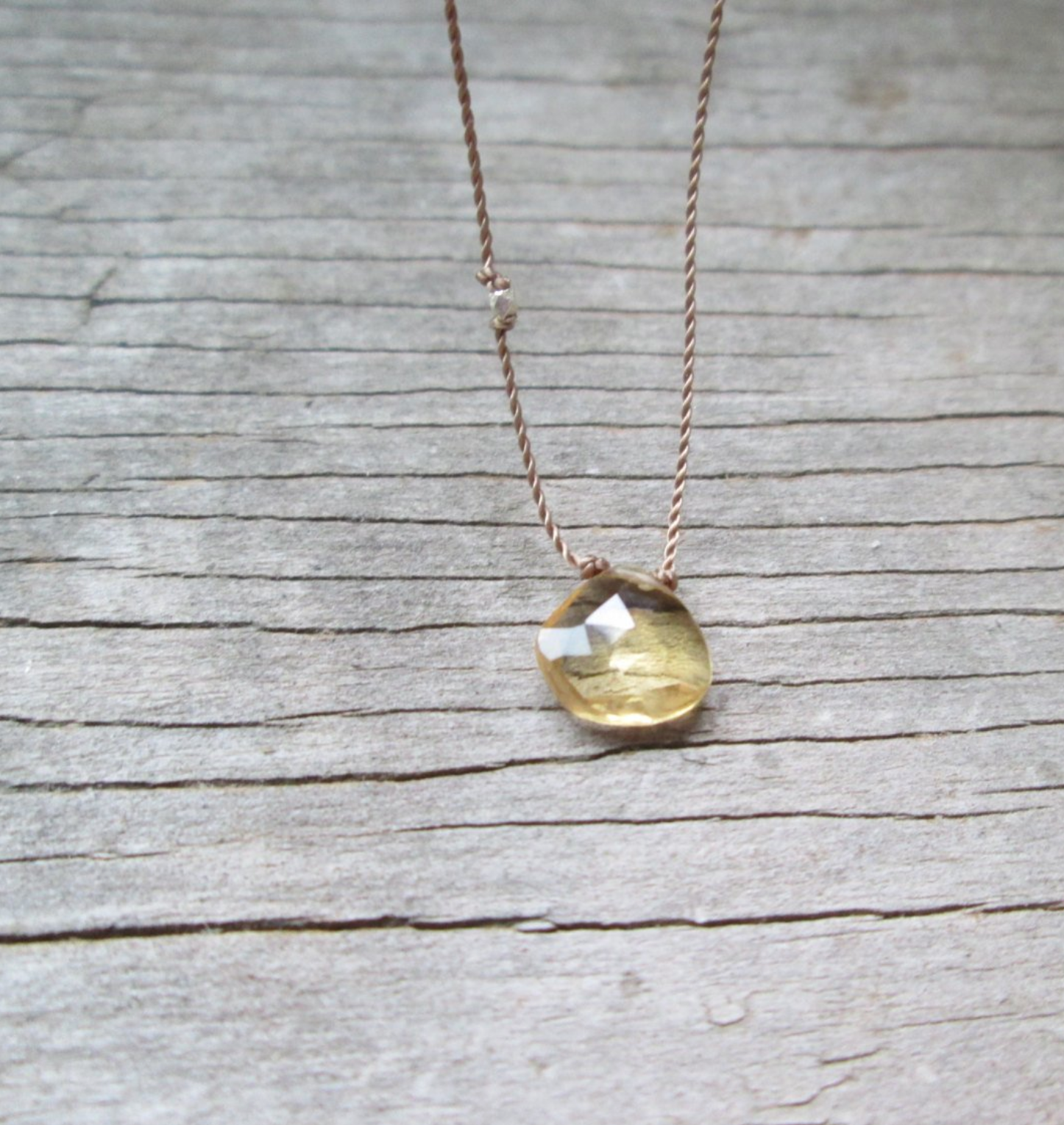 Tiny citrine silk gemstone necklace