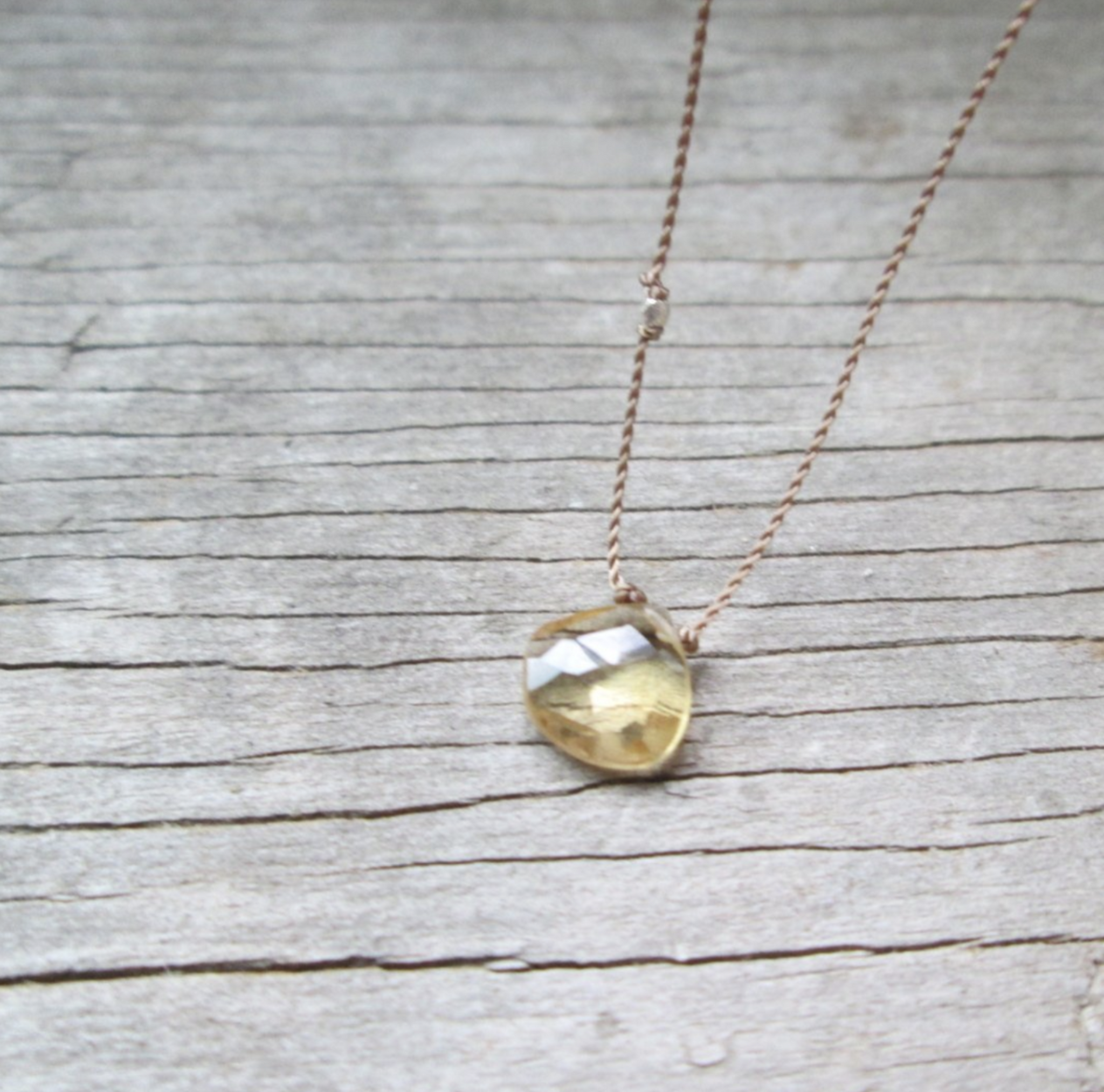 Tiny citrine silk gemstone necklace